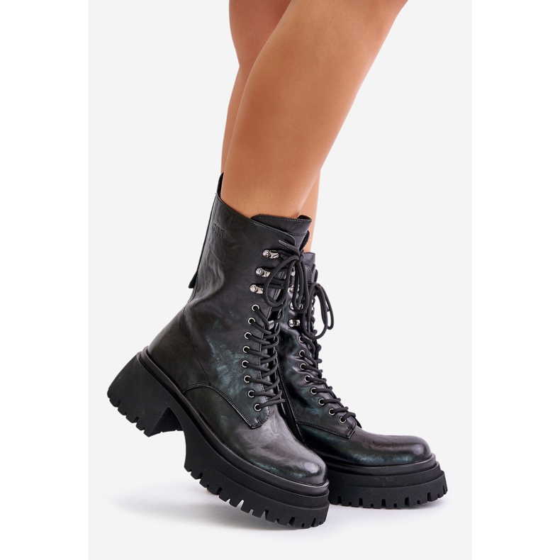 Botas femininas de couro com isolamento GOE OO2N4121 pretas preto 1