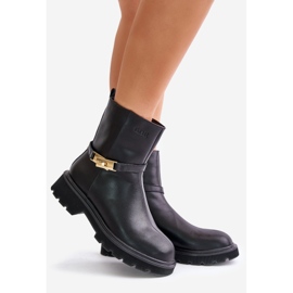 Botas femininas de couro com alça isolada GOE OO2N4150 pretas preto 1