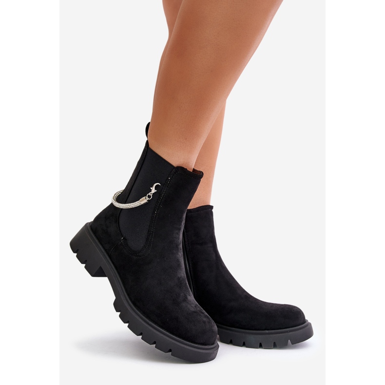 Botas Chelsea isoladas com zíper e alça decorativa, Black Labenne preto 1