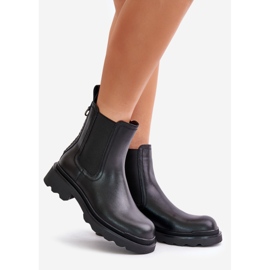 S.Barski Botas Chelsea de couro com corrente decorativa, quentes D&amp;A JC42-86 Preto 1