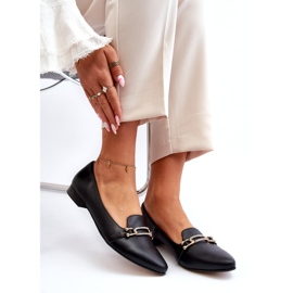 Zazoo 2885 Ballerinas de couro feminino com decoração preta preto 1