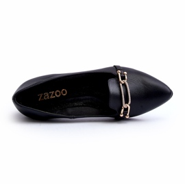 Zazoo 2885 Ballerinas de couro feminino com decoração preta preto 3