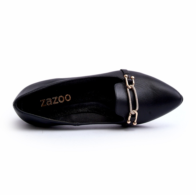Zazoo 2885 Ballerinas de couro feminino com decoração preta preto 3