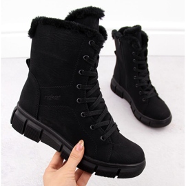 Botas femininas de inverno com pele, pretas Rieker X3402-00 preto 1