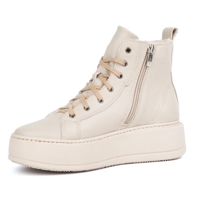 Olivier Botas femininas de inverno em couro com isolamento 1174, bege 1