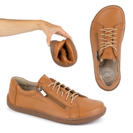 Olivier Sapatos femininos minimalistas de couro descalço modelo 1243 vermelho laranja 1