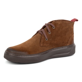 Sapatos masculinos de couro Chukka KAMPOL 109/804 Sw castanho marrom 1