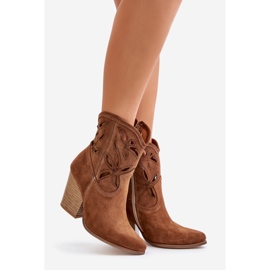 Lewski Shoes Botas de cowboy em camurça com padrão vazado Lewski 3612 marrom bege 1