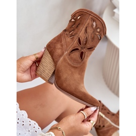 Lewski Shoes Botas de cowboy em camurça com padrão vazado Lewski 3612 marrom bege 2