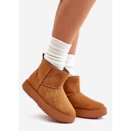 Botas femininas de neve com plataforma em Camel Atteria Eco Suede marrom 1