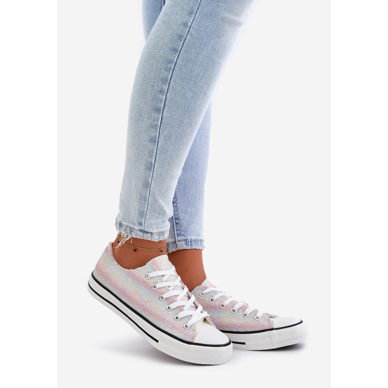 Tênis feminino decorado com lantejoulas multicoloridas Nolrina multicolorido 1