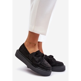 Mocassins femininos em plataforma com laço, preto Naivine preto 1