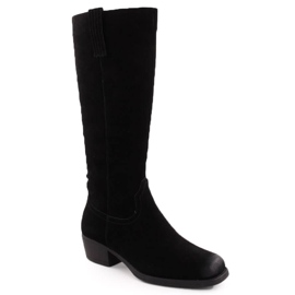 Botas de cowboy pretas femininas de couro por Sergio Leone KZ268 preto 2