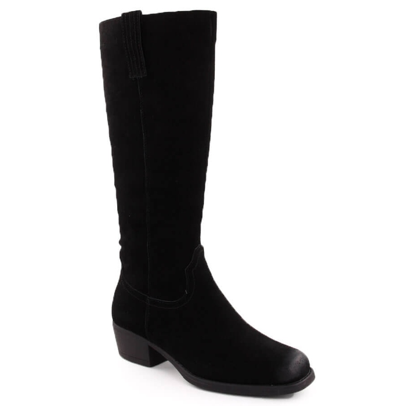 Botas de cowboy pretas femininas de couro por Sergio Leone KZ268 preto 2