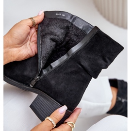 Botins femininos com isolamento Zinanya preto e salto baixo franzido 2