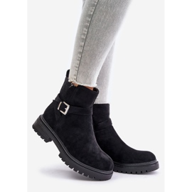 Botas isoladas de camurça ecológica com zíper e fivela, Zinovelle preta preto 1