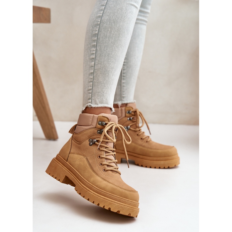 Botins femininos Camel Rabaria com cadarço marrom 2