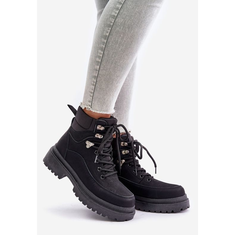 Botas Trapper Femininas com Cadarço Preto Rabaria 1 Botas Trapper Femininas com Cadarço Preto Rabaria 1