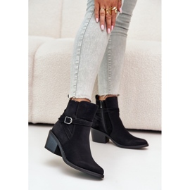 Botas de cowboy pretas Glamer de salto alto com bico fino, isoladas e com zíper preto 2