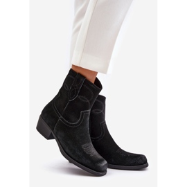 Botas cowboy femininas de camurça com salto baixo quentes Sergio Leone BT284-S pretas preto 1