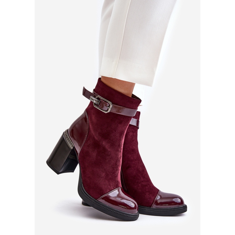 S.Barski Botas femininas isoladas de salto alto com fivela decorativa D&A MR880-085 Borgonha vermelho 1 S.Barski Botas femininas isoladas de salto alto com fivela decorativa D&A MR880-085 Borgonha vermelho 1