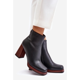 S.Barski Botas femininas de couro com salto alto isolado D&amp;A JC42-37 pretas preto 1