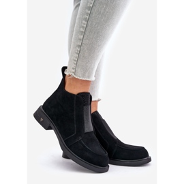 S.Barski Botas baixas de camurça com salto plano isolado D&amp;A JC42-23 pretas preto 1