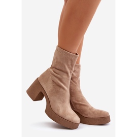 Botas femininas com plataforma e salto maciço S.Barski HY42-739 Bege 1