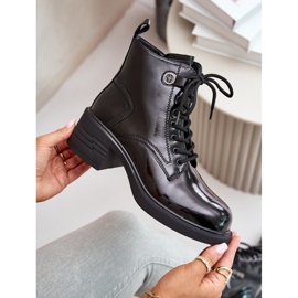 S.Barski Botins de couro envernizado com isolamento D&amp;A JC42-78 preto 2