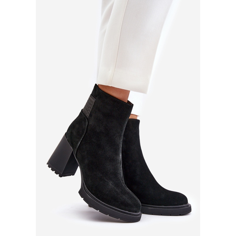 S.Barski Botins de camurça com salto alto isolado D&amp;A CR42-106 Preto 1