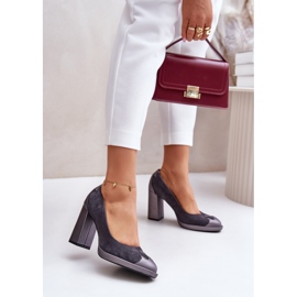 Bombas de camurça de salto alto Laura Messi 2702 Cinza 2