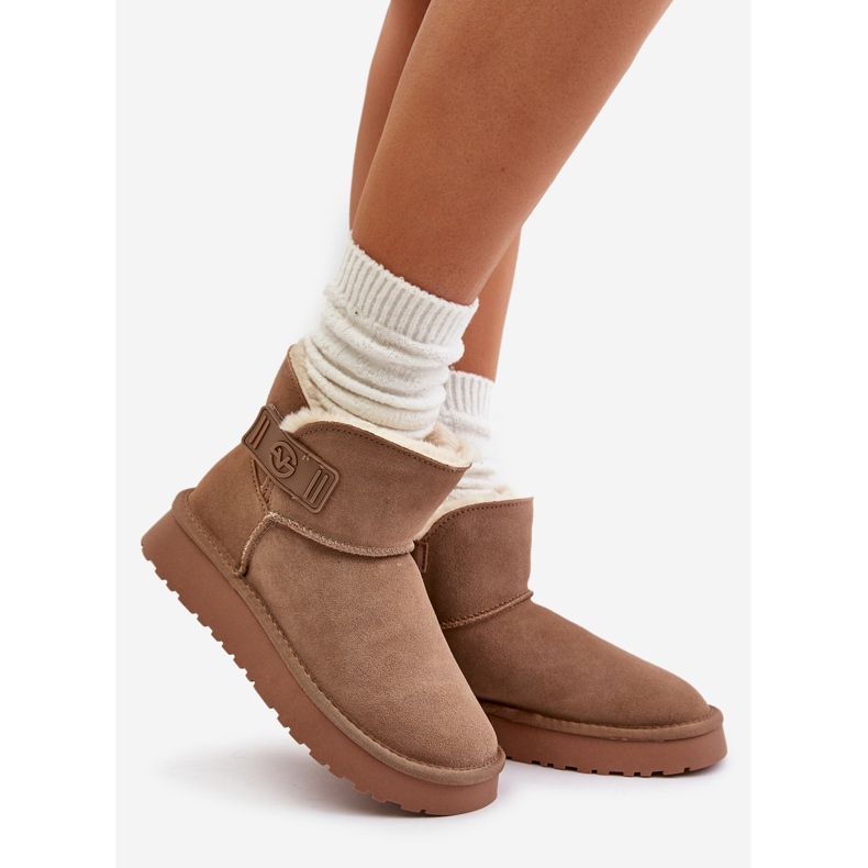 Botas de neve em couro camurça com pele Vinceza 97951 Bege 1