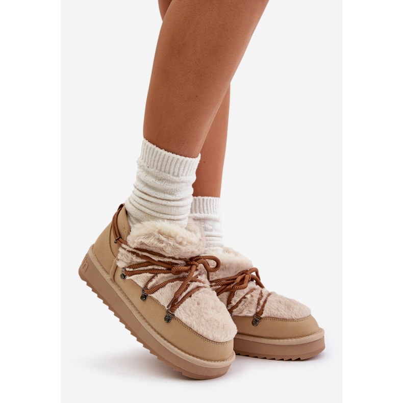 Botas de neve com plataforma baixa e pele D.Franklin DFSH370011 Bege 1