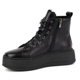 Olivier Botas femininas de inverno em couro com isolamento 1174 pretas preto 1