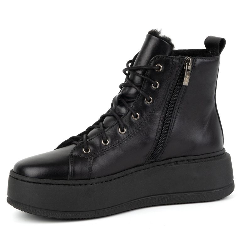 Olivier Botas femininas de inverno em couro com isolamento 1174 pretas preto 1