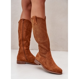 Botas femininas a céu aberto Camel S.Barski HY42-139 castanho 3