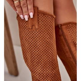 Botas femininas a céu aberto Camel S.Barski HY42-139 castanho 4