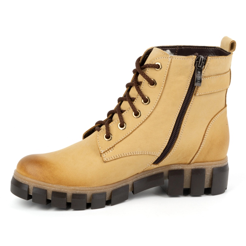 Olivier Botas femininas de couro, isoladas, 373BB, bege 1