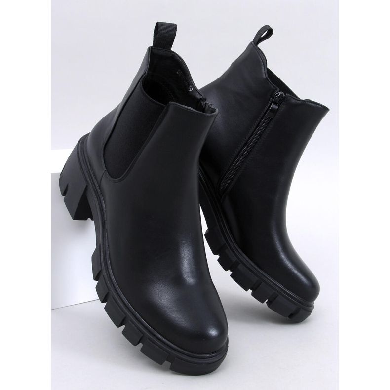 Botas Ledeck Black Pu Chelsea com salto largo preto 1 Botas Ledeck Black Pu Chelsea com salto largo preto 1