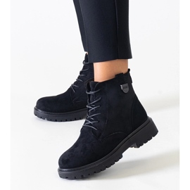 Botas de trabalho pretas em camurça ecológica na plataforma Leonora preto 1