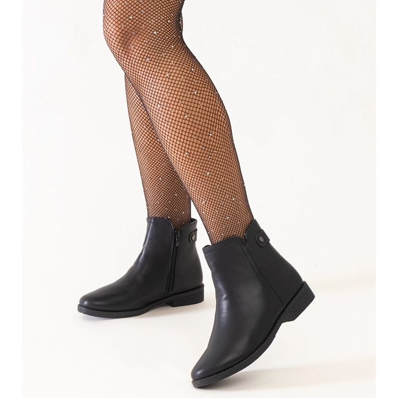 Botins clássicos pretos em couro ecológico Pereia 1