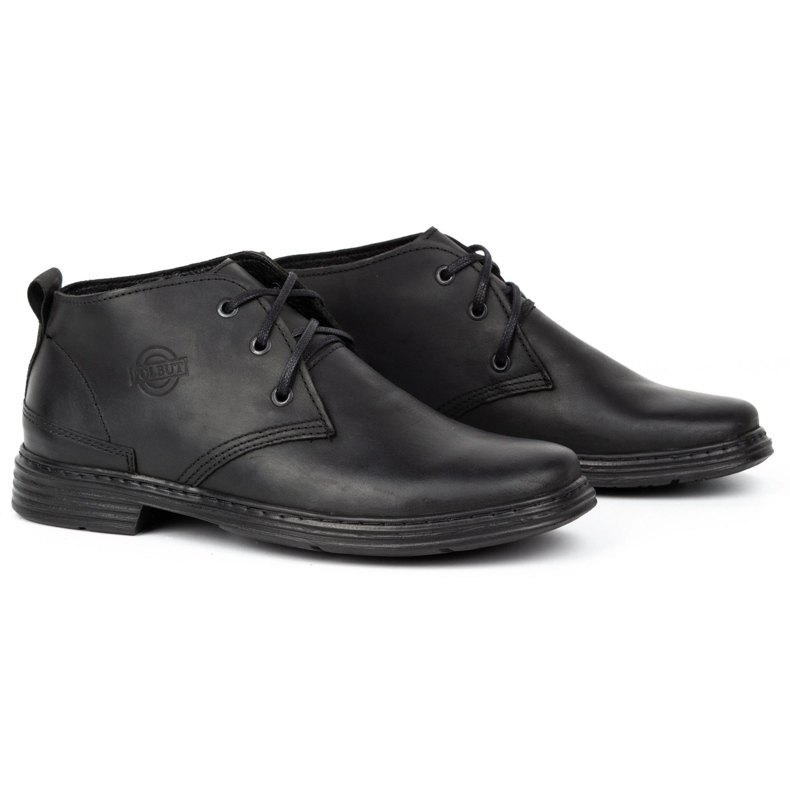 Polbut Botas masculinas de couro sem isolamento 191D, pretas preto 3