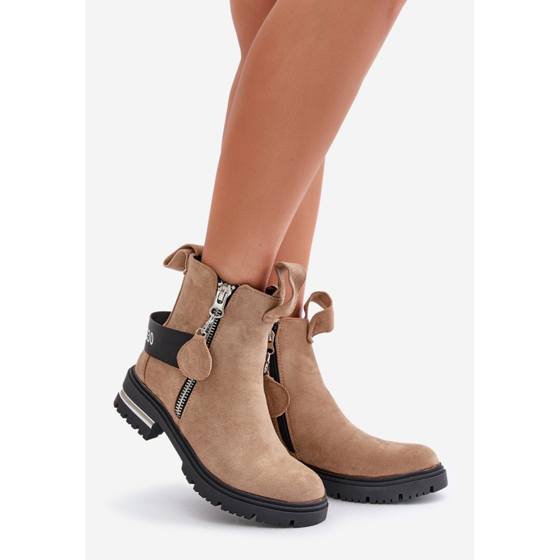 Botas quentes castanhas de mulher com fecho Calvaro marrom 1