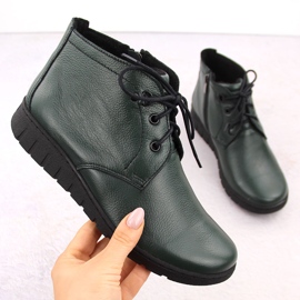 Botins femininos com isolamento de couro, verde Helios 501 1