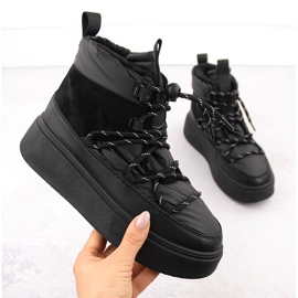 Botas femininas de neve na plataforma, pretas Potocki 72302 preto 1