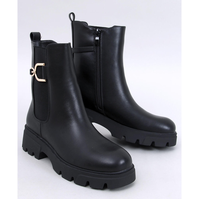 Regane Botas Chelsea pretas de cano alto preto 1