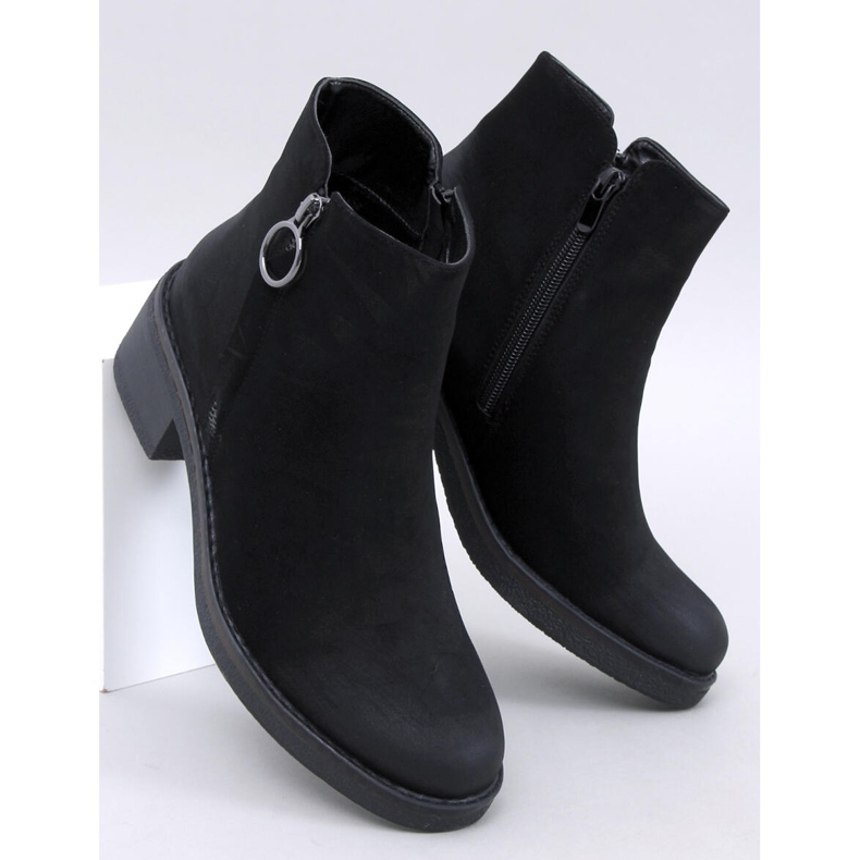 Levere Botins de salto baixo em nobuck preto 1