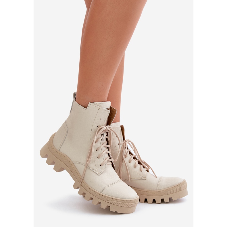 Botas femininas Zazoo 2831 em couro natural, bege claro 1
