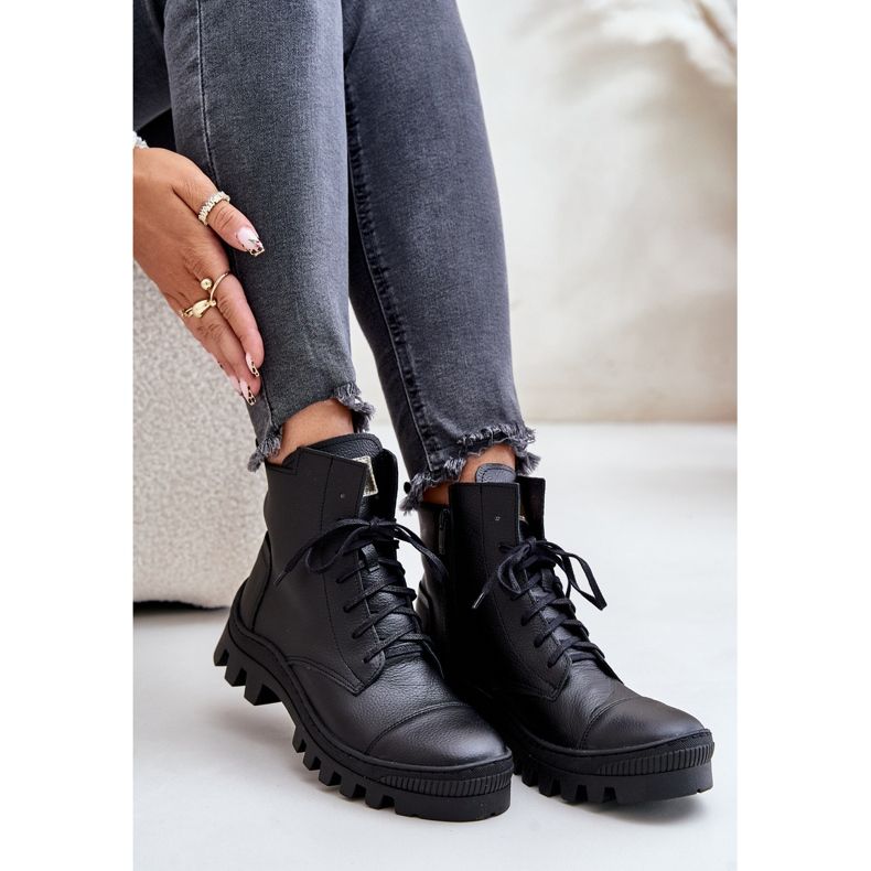 Botas femininas Zazoo 2831 feitas de couro natural, pretas preto 2