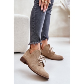 Zazoo 2959 Oxfords de camurça com cordões e salto plano Bege 2 Zazoo 2959 Oxfords de camurça com cordões e salto plano Bege 2